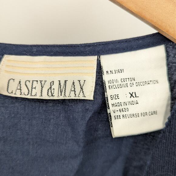 Vintage Casey & Max 100% Cotton Corduroy Navy Blue Floral Vest Size XL - Picture 3 of 3